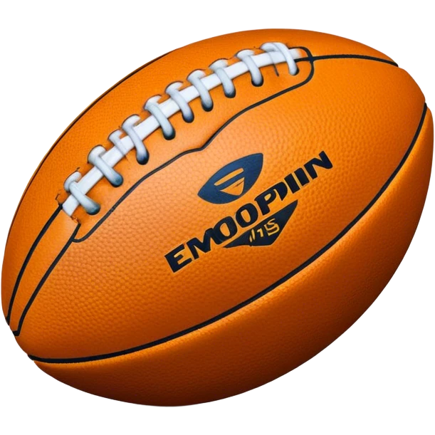 Cinematic Realistic image of an AFL ball with a rugged, textured leather surface and vibrant markings, rendered in rich detail with subtle signs of wear, set against a dynamic sports backdrop under energetic lighting emoji