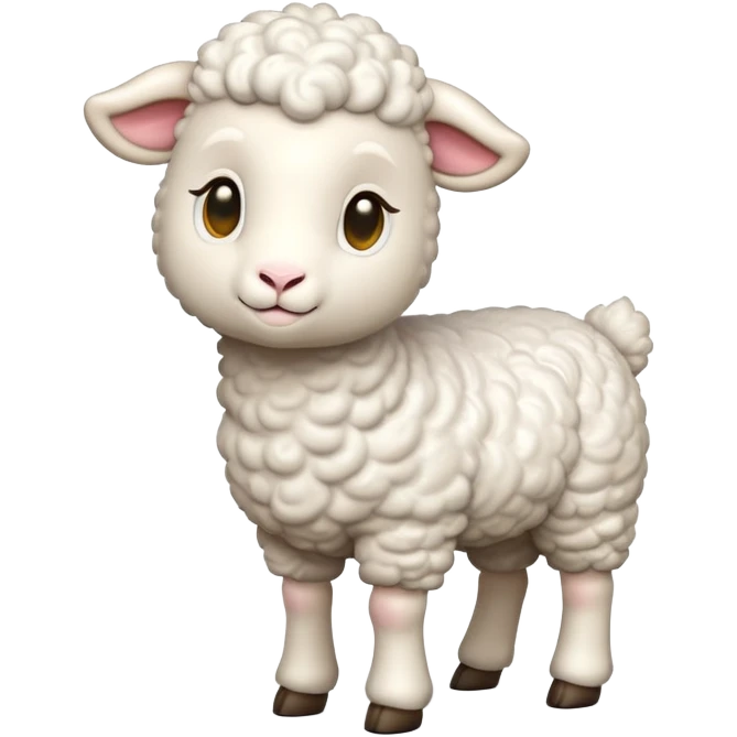 cinematic-[realistic lamb]-realistic-full-body-standing-emoji,-tail-flicking-lazily,-head-tilted-dramatically,-curly-[white]-fur,-simplified-yet-realistic-focused-features,-highly-detailed,-glowing-with-an-almost-sarcastic-glow emoji