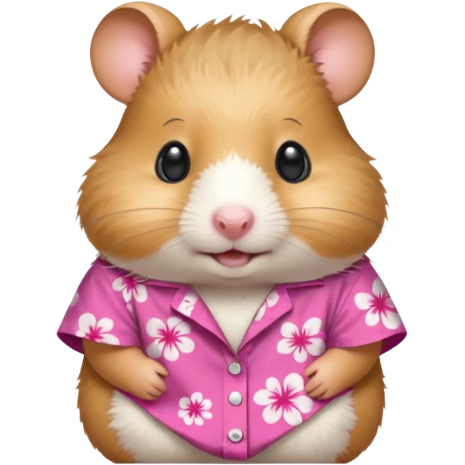 hamster, wearing pink aloha shirt. emoji