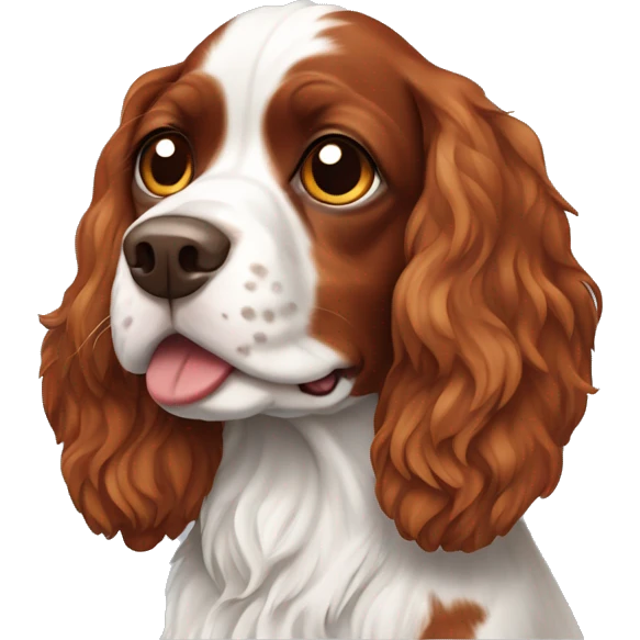 Red and white french britanny spaniel dog emoji