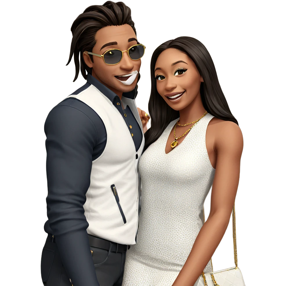 happy couple with accessories emoji