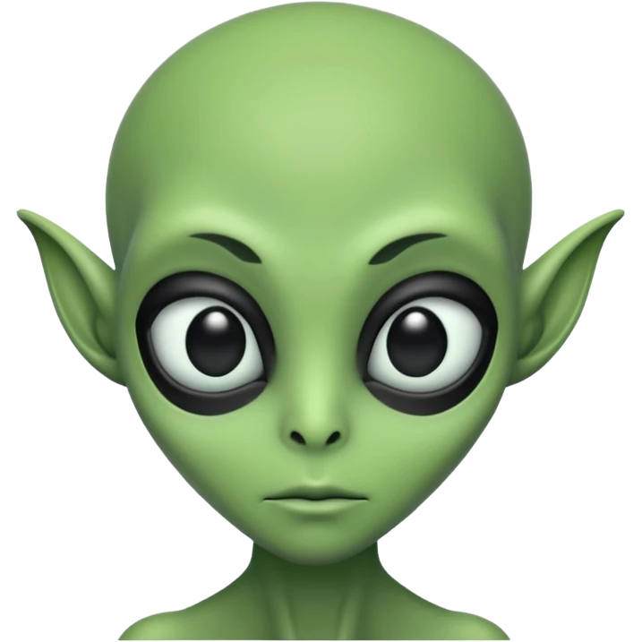눈이 새까맣고 피부가 초록색이며 사람같지 않게 생긴 외계인 emoji