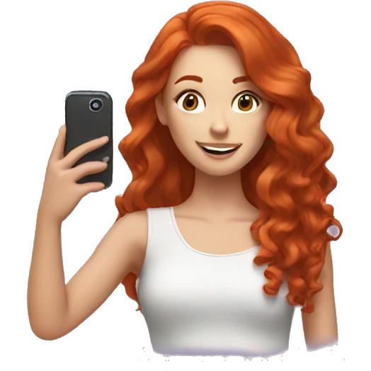 Redhead girl taking a selfie emoji
