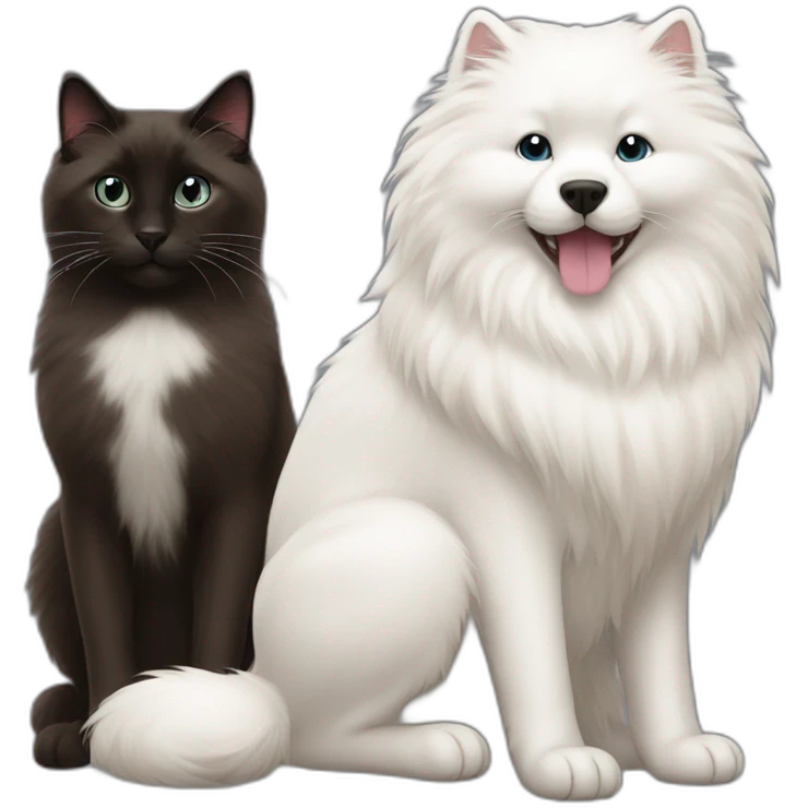 dark ragdoll cat and samoyed emoji
