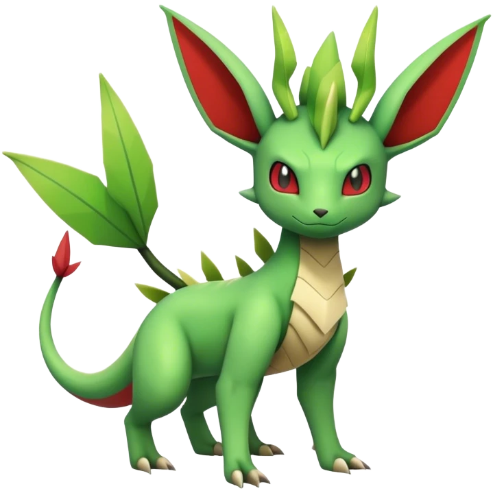 Edgy cool Flygon-Leafeon-Pokémon-hybrid full body emoji
