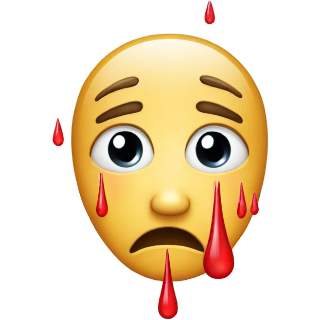 Crying face emoji with red tear drops emoji