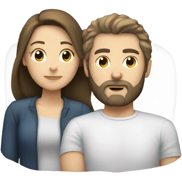 White brunette woman and white brunette man with a beard sleeping emoji