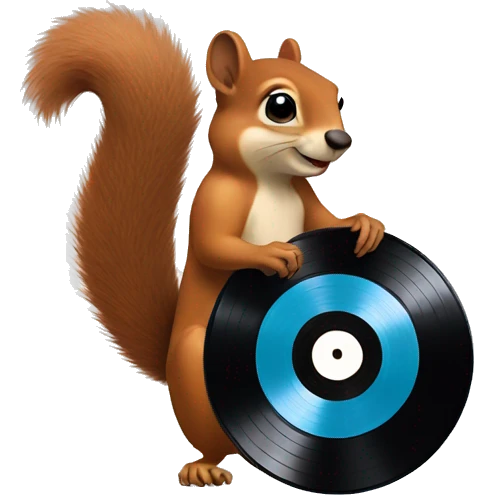 squirrel holding a vinyl record emoji