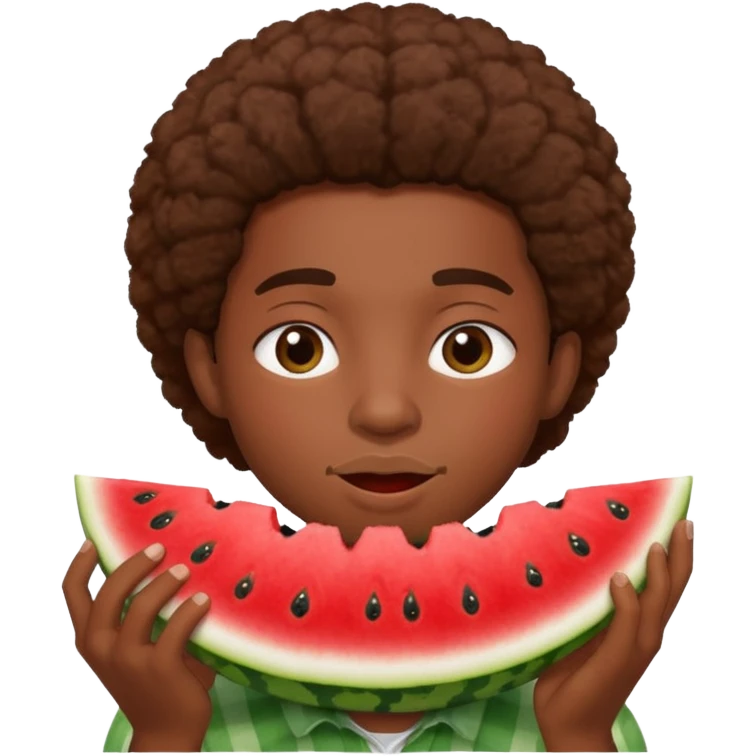 Black person eating watermelon with cotton emoji