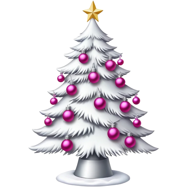 white Christmas tree with pink ornaments emoji