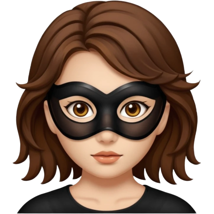 brown haired girl with a mask emoji