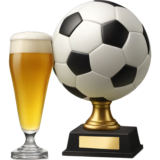 Soccer ball with trophy and a beer  emoji
