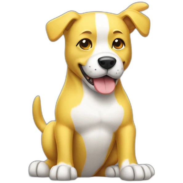 yellow and white dog with muscles and thumbs up showing the whole body emoji