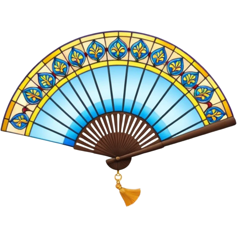 Stained glass hand fan emoji