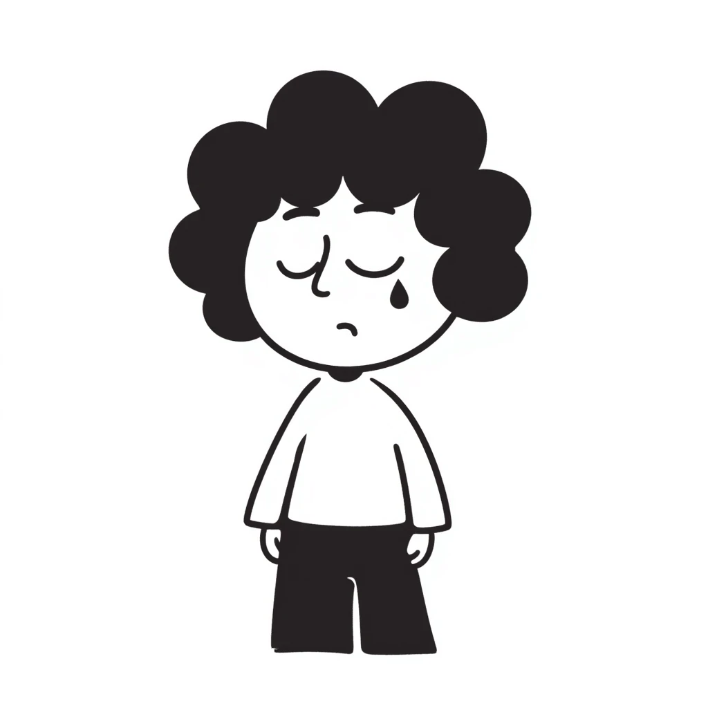 sad doodle with teardrop emoji