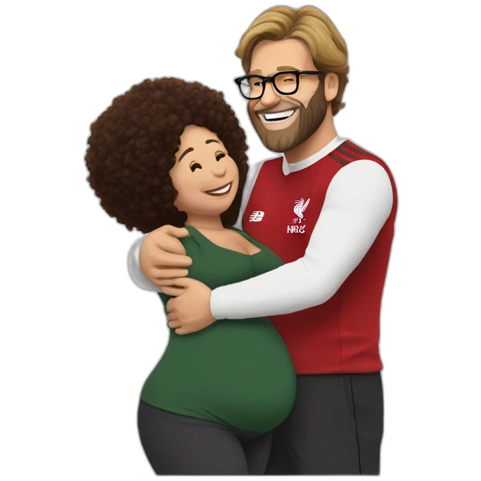 Jurgen klopp hugging Pregnant mo Salah emoji