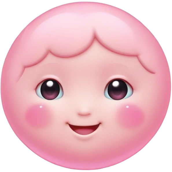 Cinematic floating soft heart, chubby round edges, pastel pink glow, tiny smiling face, surrounded by dreamy sparkles, gentle and loving. emoji