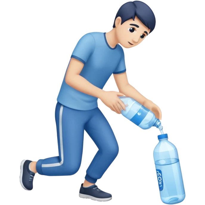 man full body emptying in the floor a bottle of water emoji