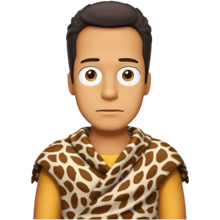 a simpson guy wearing ancient animal skin cloth, half body, icon emoji