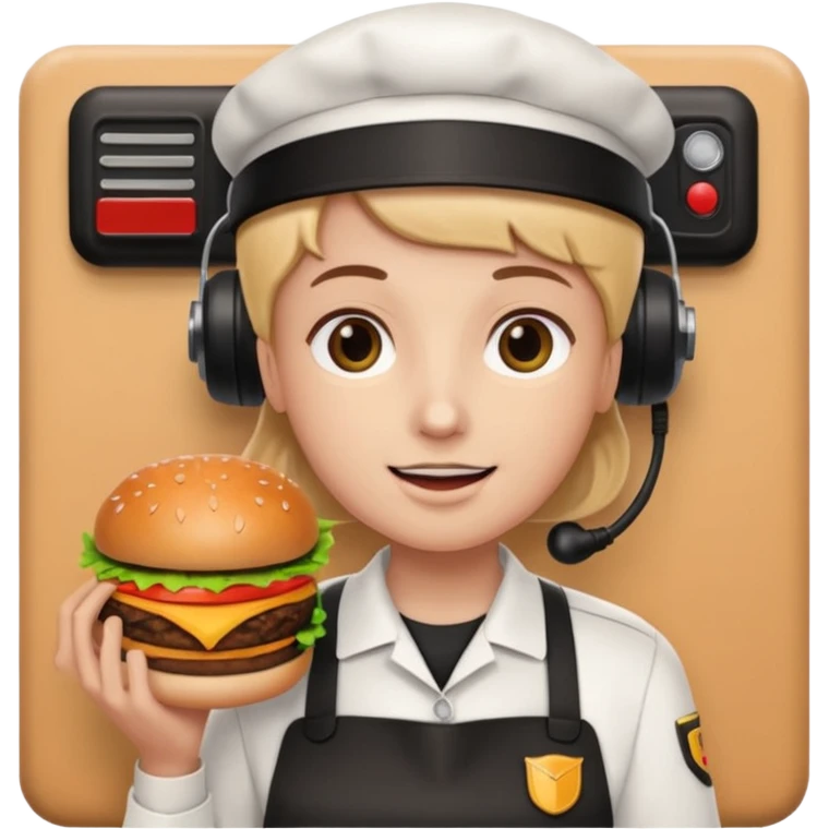 burger place employee with intercom  emoji