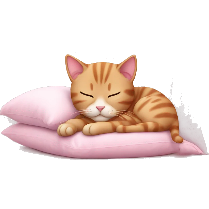 Cute cat sleeping in the soft pink Pillow emoji