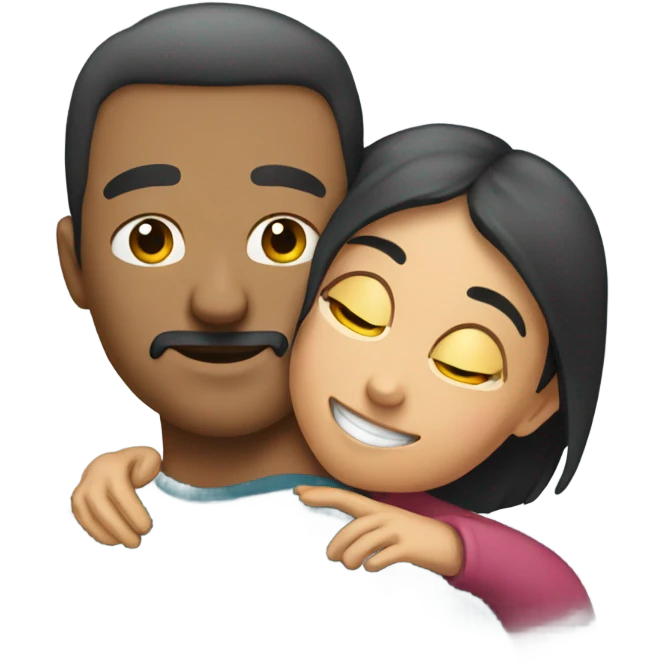 Man hugging female for comfort emoji