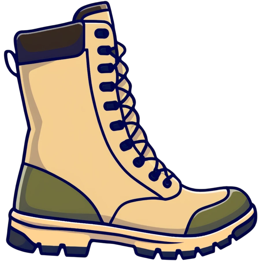 military beige hiking boots emoji