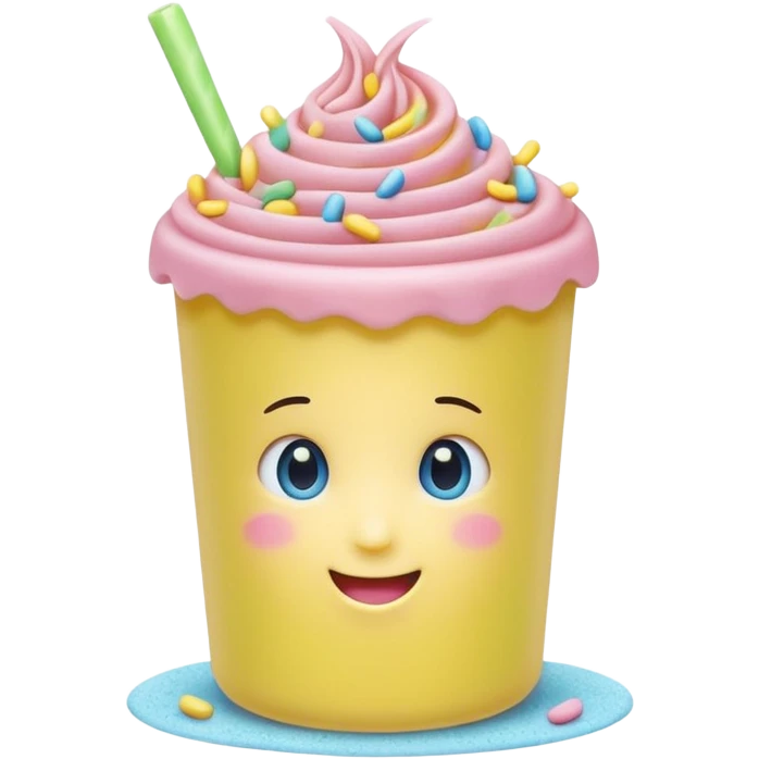 casual sprinkle of thin curved sugar vermicelli pastel bright colors pink yellow green blue matte slightly grainy cylindrical no bowl dessert just sprinkles apple emoji style soft lighting subtle shadows emoji scale emoji
