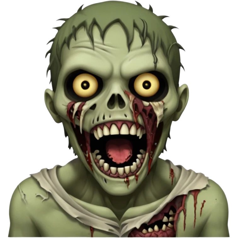 Rotting zombie, open mouth with fangs, horror textures, dark style, no background






 emoji