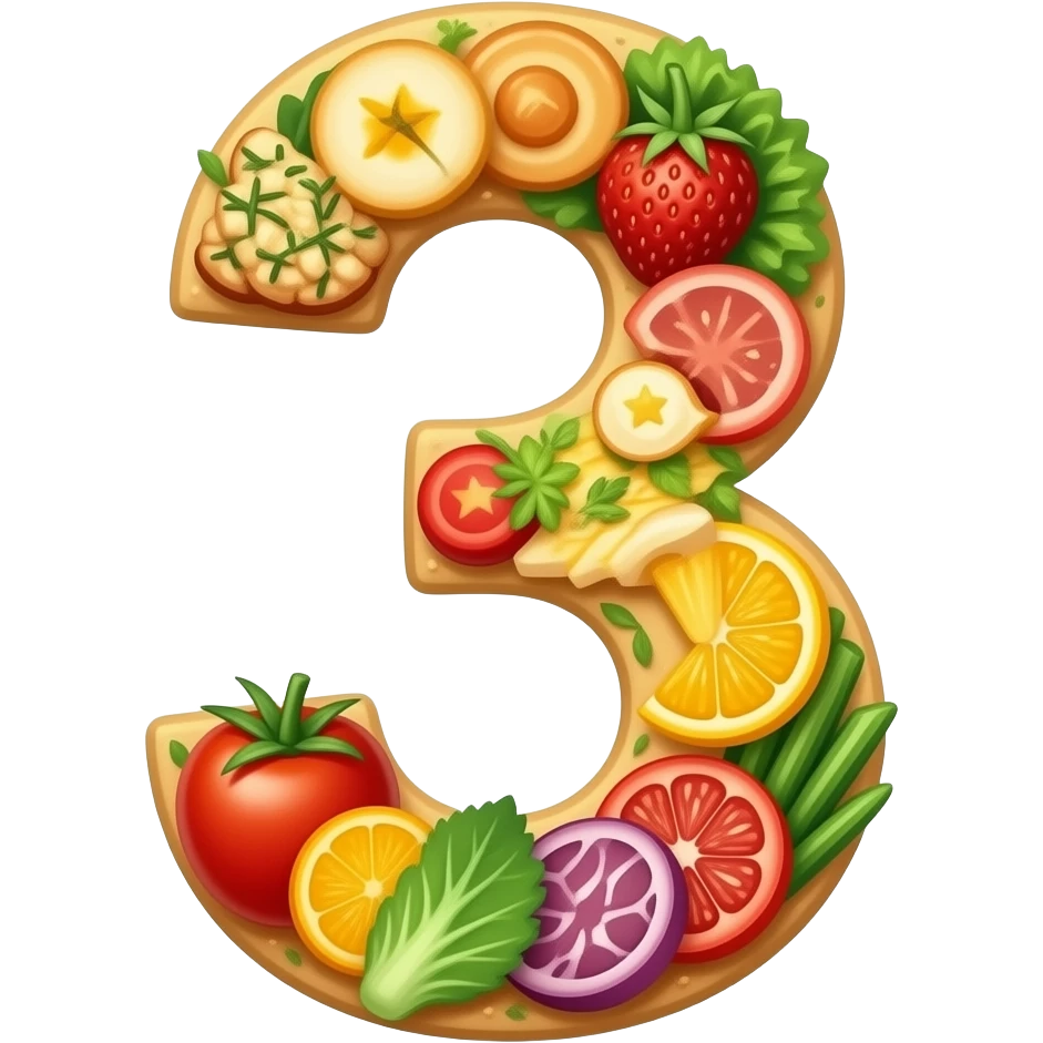 number 3 made of food emoji