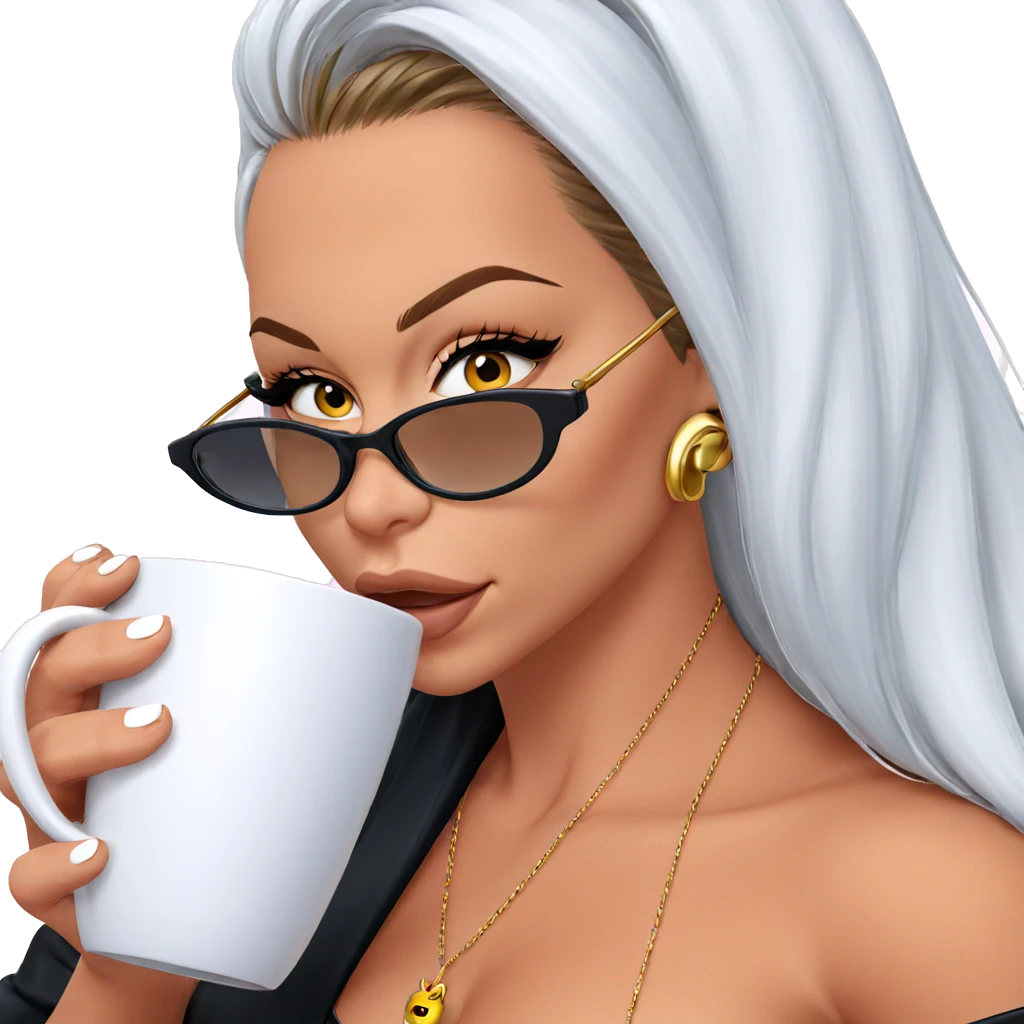 beautiful girl with coffee mug emoji