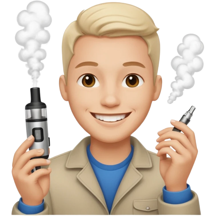 happy emoji whit vape emoji