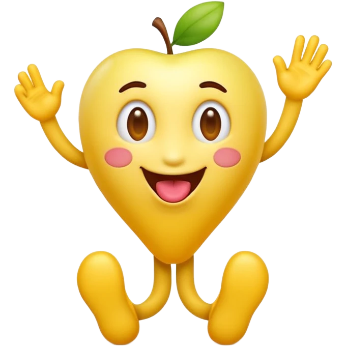 A playful yellow emoji character in official Apple iOS emoji style: smooth gradients, glossy lighting, rounded soft edges, simple facial features, high-resolution 3D-rendered look. The emoji is holding a raised leg and making a silly tongue-out expression. Transparent background. emoji