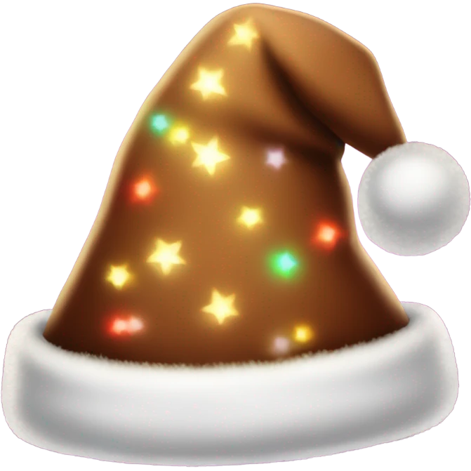 brown santa claus hat with shimmering garland emoji