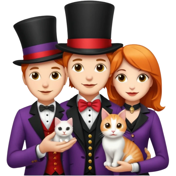 magician couple and their pet cat emoji