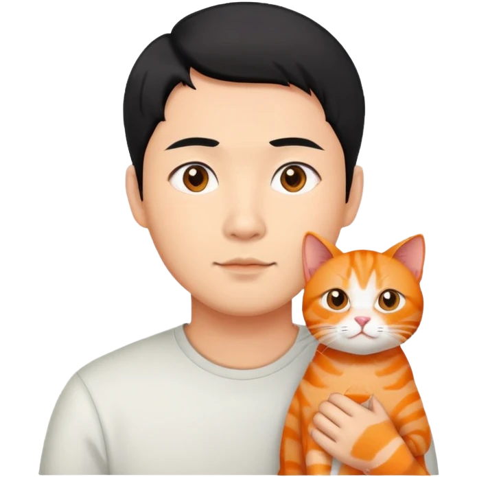 asian short hair man with orange cat emoji