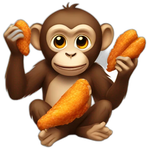 Monkey eating chicken wings emoji