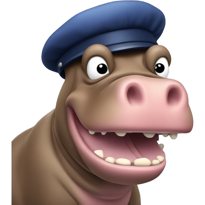 French hungry hungry hippo with mustache and beret  emoji