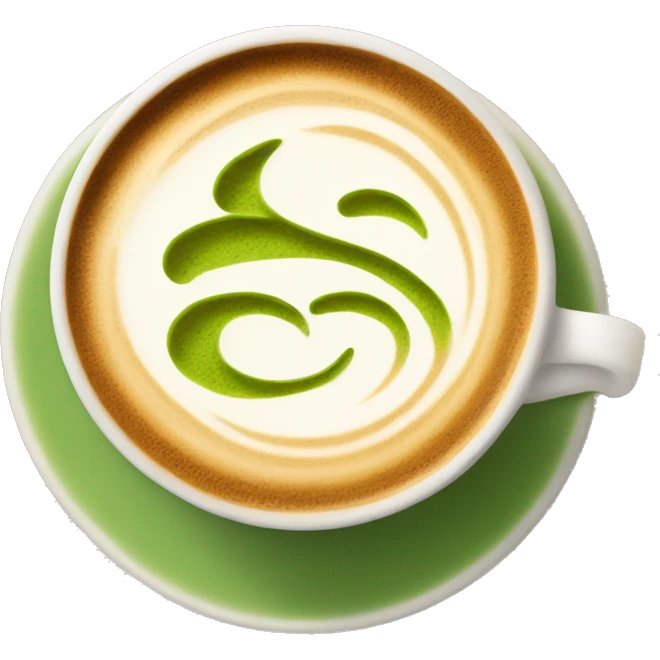 Matcha latte with latte art emoji
