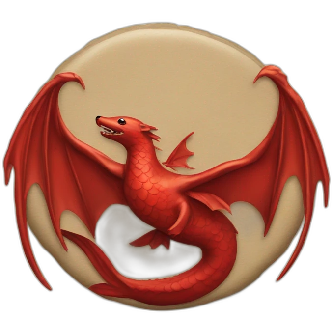 seal stamp with a red dragon with outstretched wings in the center emoji