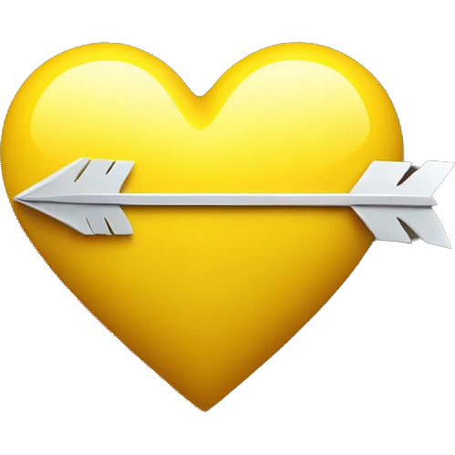broken heart of yellow color with arrow emoji