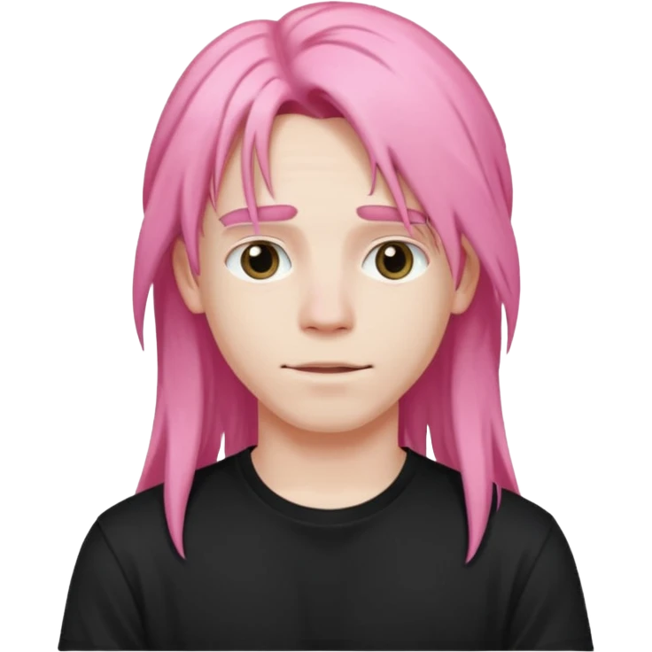 young guy with pink long hair emoji