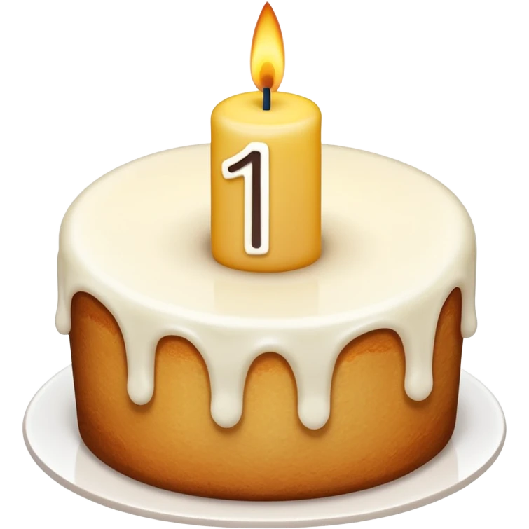 a cake with a candle in the shape of a number 1 emoji