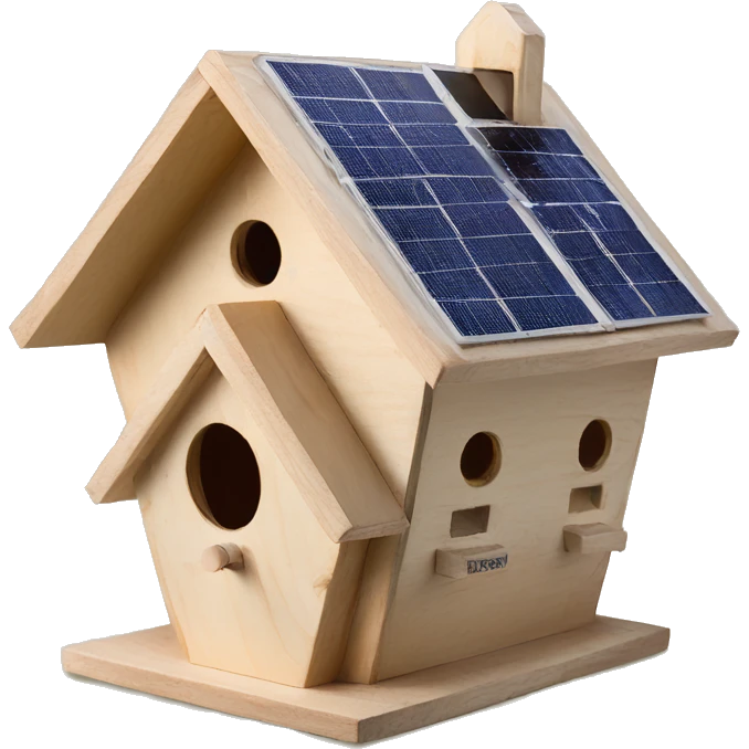 Apartment building shaped birdhouse for birds with solar lights  emoji