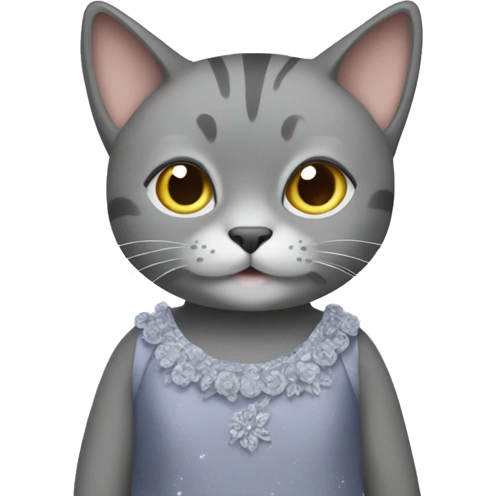 gray cat with dress emoji