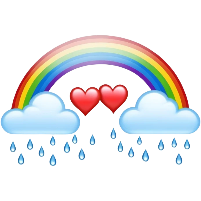 Double rainbow with heart raindrops emoji