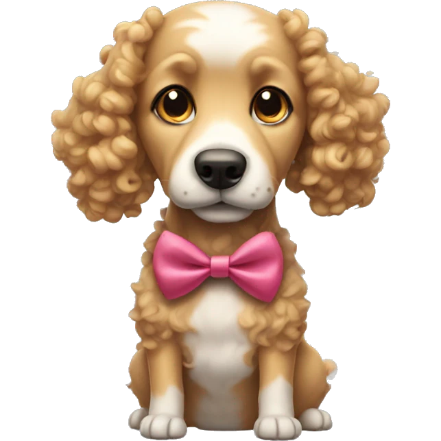 Curly dog with bow emoji