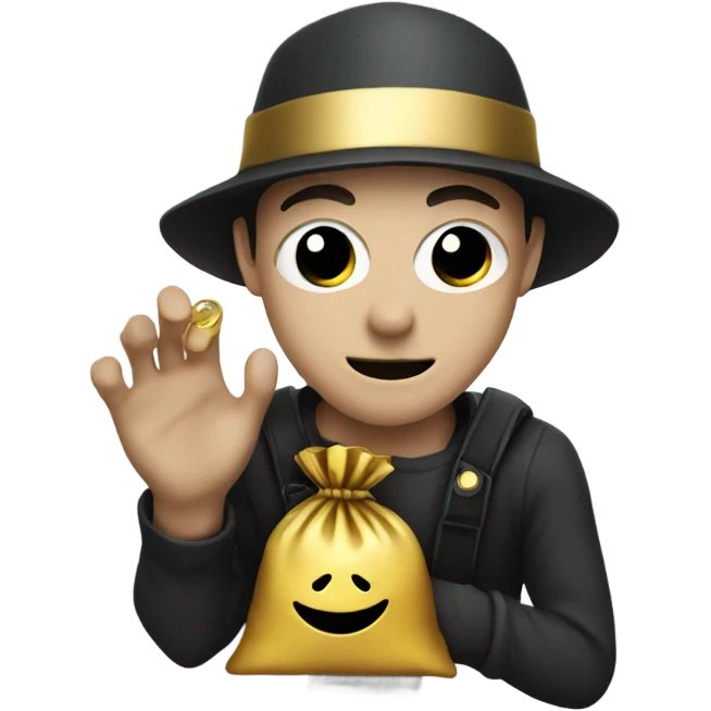 Robber emoji holding a bag with gold emoji
