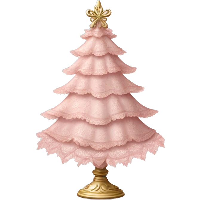 vintage rococo light pink christmas tree with lace and frills and bows emoji