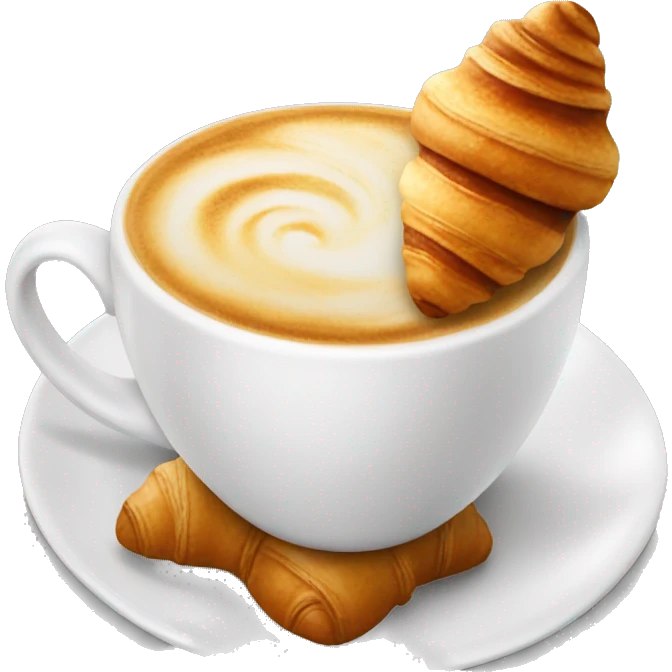 Cup of cappuccino with croissant emoji